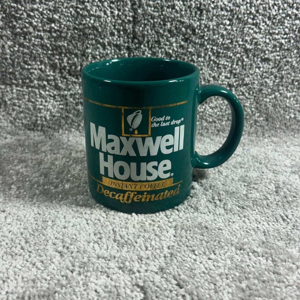 Maxwell‎ House Coffee Mug Green Vintage Decaffeinated Advertising